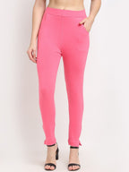 TAG 7 Women Pink Solid Ankle-Length Leggings