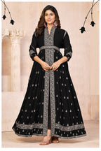 Anaita Black Embroidered Faux Georgette Anarkali Suit - Distacart