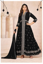 Anaita Black Embroidered Faux Georgette Anarkali Suit - Distacart