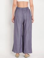 TAG 7 Women Pack Of 2 Black & Grey Solid Flared Palazzos