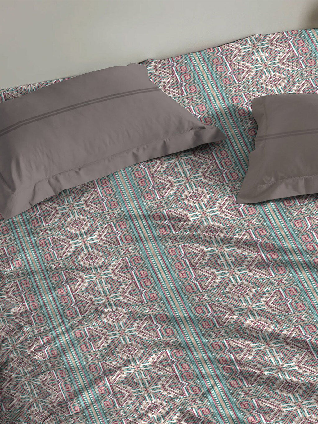 MYTRIDENT Dusk and Dawn Brown Printed Pure Cotton 144 TC Queen Bedsheet Pillow Covers - Distacart