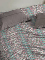 MYTRIDENT Dusk and Dawn Brown Printed Pure Cotton 144 TC Queen Bedsheet Pillow Covers - Distacart