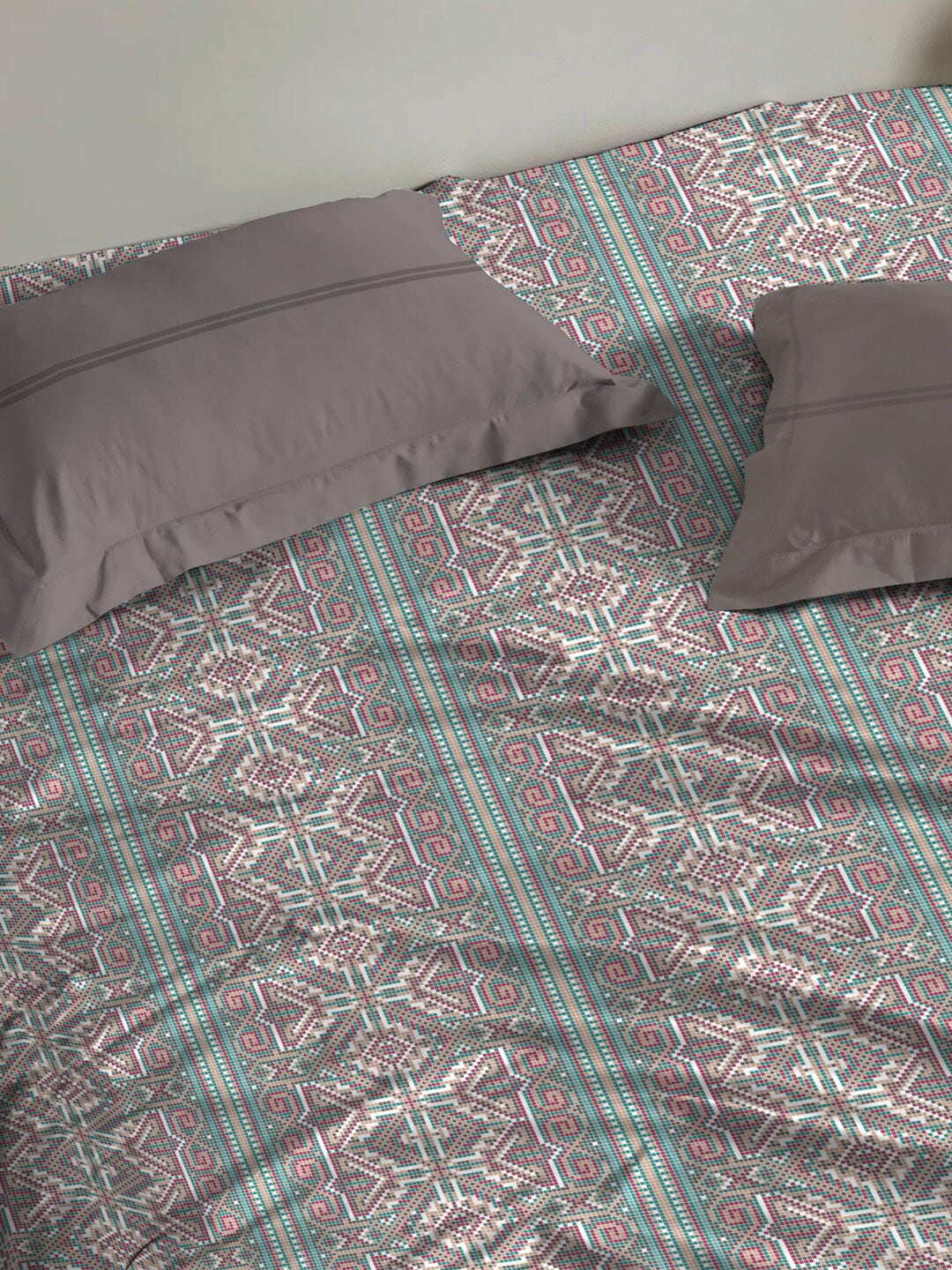 MYTRIDENT Dusk and Dawn Brown Printed Pure Cotton 144 TC Queen Bedsheet Pillow Covers - Distacart