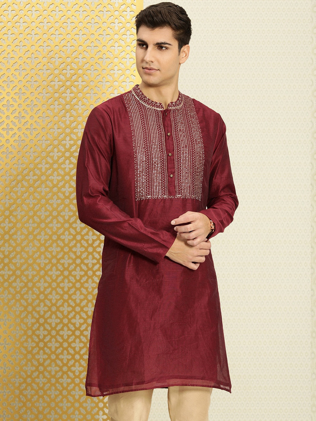House of Pataudi Men Yoke Design Long Sleeves Jashn Kurta