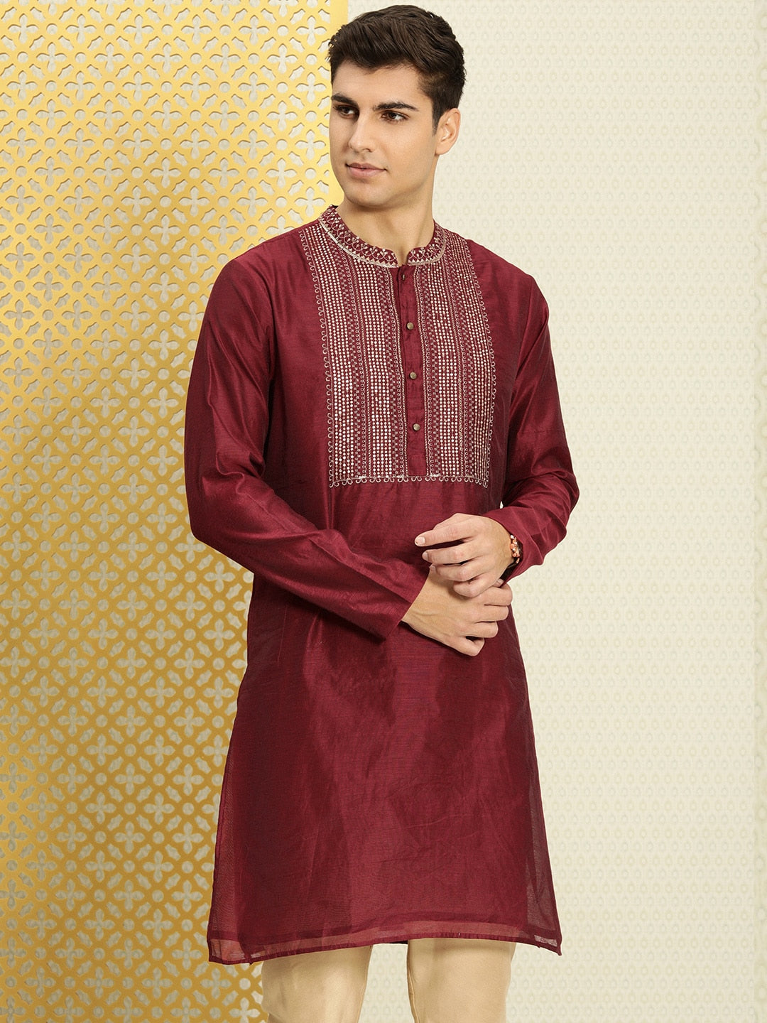 House of Pataudi Men Yoke Design Long Sleeves Jashn Kurta