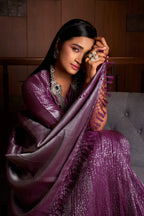 Vardha Plum Purple Silver Zari Kanjeevaram Silk Saree