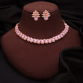 Tehzeeb Creationss Rose Gold Polish Lavender Colour Necklace With Pair Of Earrings