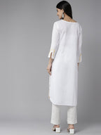 ADA Ethnic Motifs Chikankari Embroidered Cotton Kurta