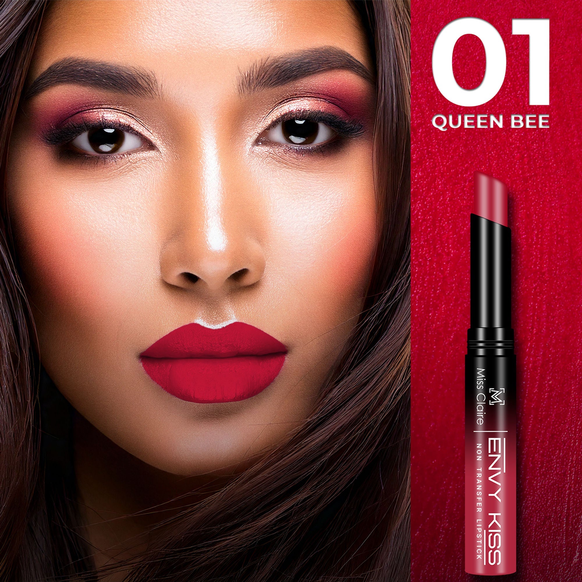 Miss Claire Envy Kiss Non Transfer Lipstick - 01 Queen Bee