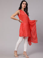 Aks Bandhani Printed Extended Sleeves Kaftan Kurta