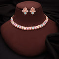 Tehzeeb Creationss Rose Gold Polish Multi Colour Necklace With Pair Of Earrings