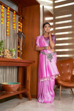 Vardha Fuschia Pink Silver Zari Kanjeevaram Silk Saree
