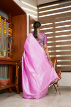 Vardha Fuschia Pink Silver Zari Kanjeevaram Silk Saree