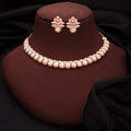 Tehzeeb Creationss Rose Gold Polish Sea Green Colour Necklace With Pair Of Earrings