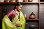 Vardha Chartreuse Green Silver Zari Kanjeevaram Silk Saree