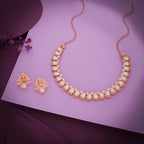 Tehzeeb Creationss Rose Gold Polish White Colour Necklace With Pair Of Earrings