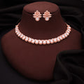 Tehzeeb Creationss Rose Gold Polish White Colour Necklace With Pair Of Earrings