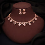 Tehzeeb Creations Gold-Polished Baby Pink Colour Necklace With Earrings