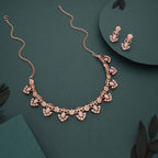 Tehzeeb Creations Gold-Polished Baby Pink Colour Necklace With Earrings