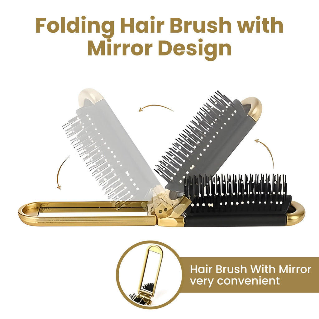 ZEYU Folding Hair Brush With Mirror