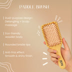 ZEYU Wooden Hair Brush And Wooden Comb With Bamboo Bristles