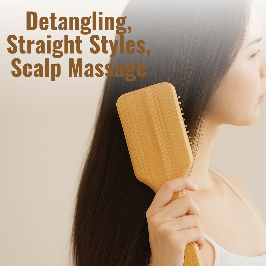 ZEYU Wooden Hair Brush And Wooden Comb With Bamboo Bristles