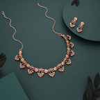 Tehzeeb Creations Gold-Polished Black Colour Necklace With Earrings