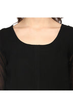 Ahalyaa Women Black & Golden Foil Print A-Line Kurta - Distacart