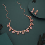 Tehzeeb Creations Gold-Polished Lavender Colour Necklace With Earrings