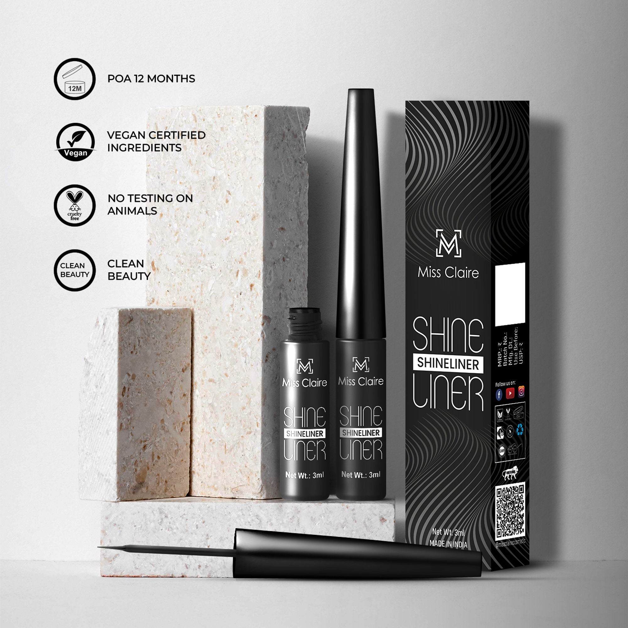 Miss Claire Shine Liner - Black - Distacart