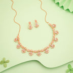 Tehzeeb Creations Gold-Polished Lavender Colour Necklace With Earrings