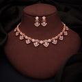 Tehzeeb Creations Gold-Polished Lavender Colour Necklace With Earrings