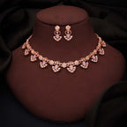 Tehzeeb Creations Gold-Polished Lavender Colour Necklace With Earrings