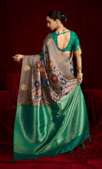 Joban Fashion Greensoft Silk Weaving Fabric With Digital Jamdani Print With Jacquard Rich Pallu & Blouse With Spring Tassels - Distacart