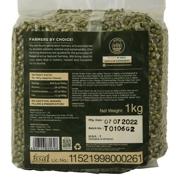Two Brothers Organic Farms Whole Green Gram Moong - Distacart