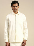 Ramraj Cotton Mens Cotton Cream Colour Full Sleeve Shirt