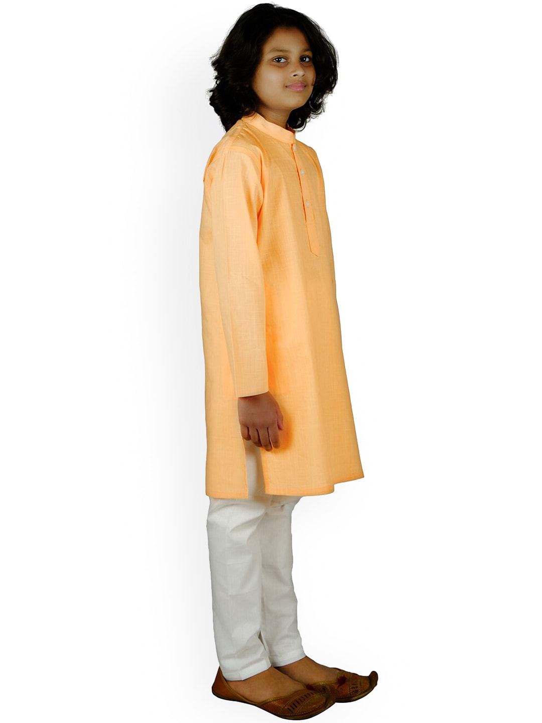 Sethukrishna Boys Orange Pure Cotton Kurta with Pyjama