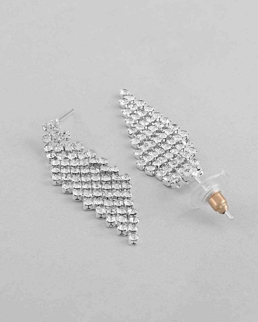 VOJ Silver Plated AD Studded Choker And Earrings Set