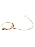 White Red Gold-Plated Kundan-Studded Beaded Nosepin - Ruby Raang - Distacart