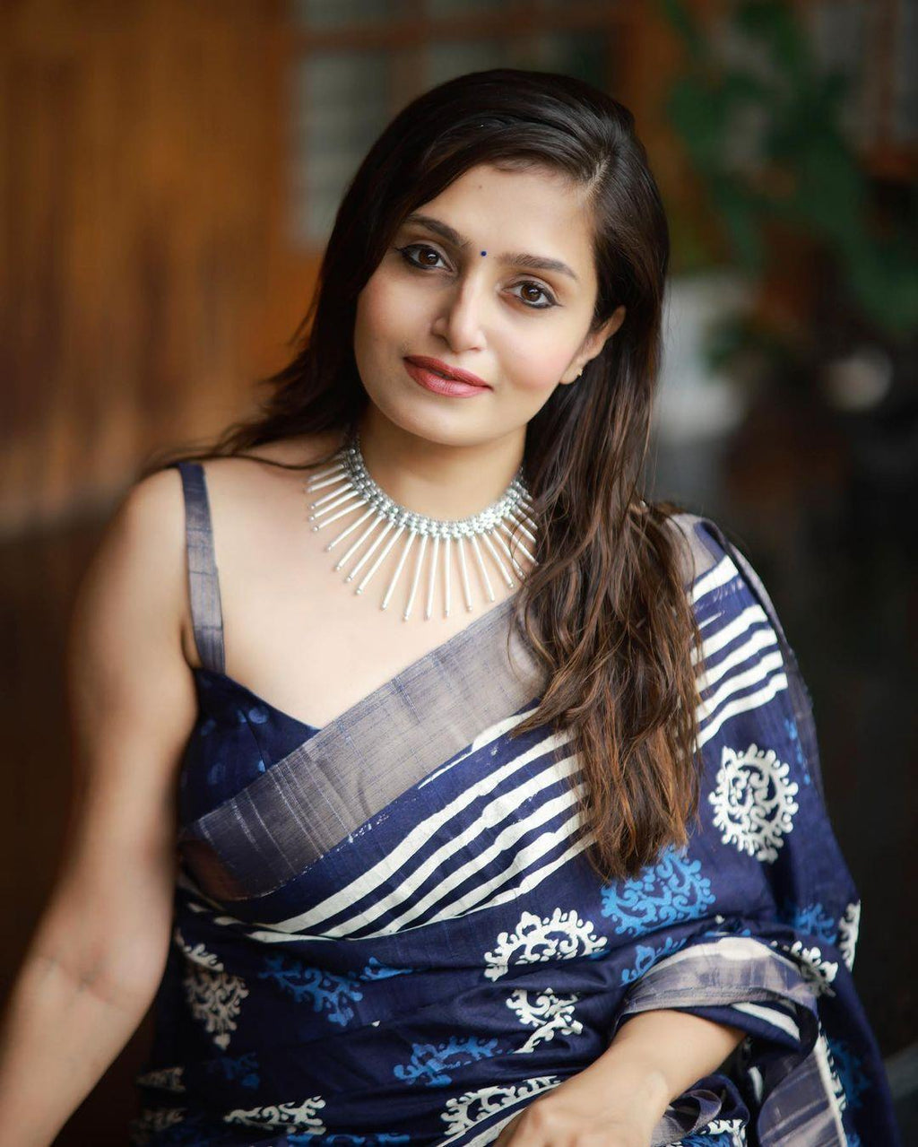 Blue Poly Silk Ethnic Motifs Saree with Unstitched Blouse - A2M