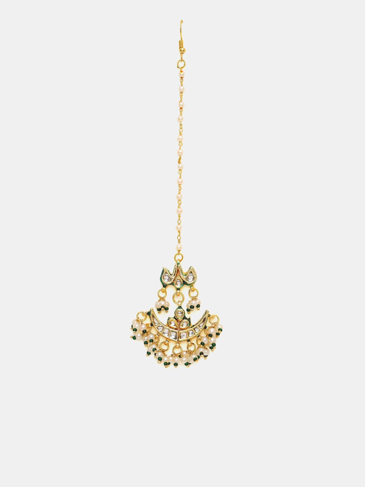 Ruby Raang Gold Polished Gold Kundan Maang Tikka - Distacart
