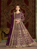 Anaita Purple Embroidered Net Stitched Anarkali Suit - Distacart