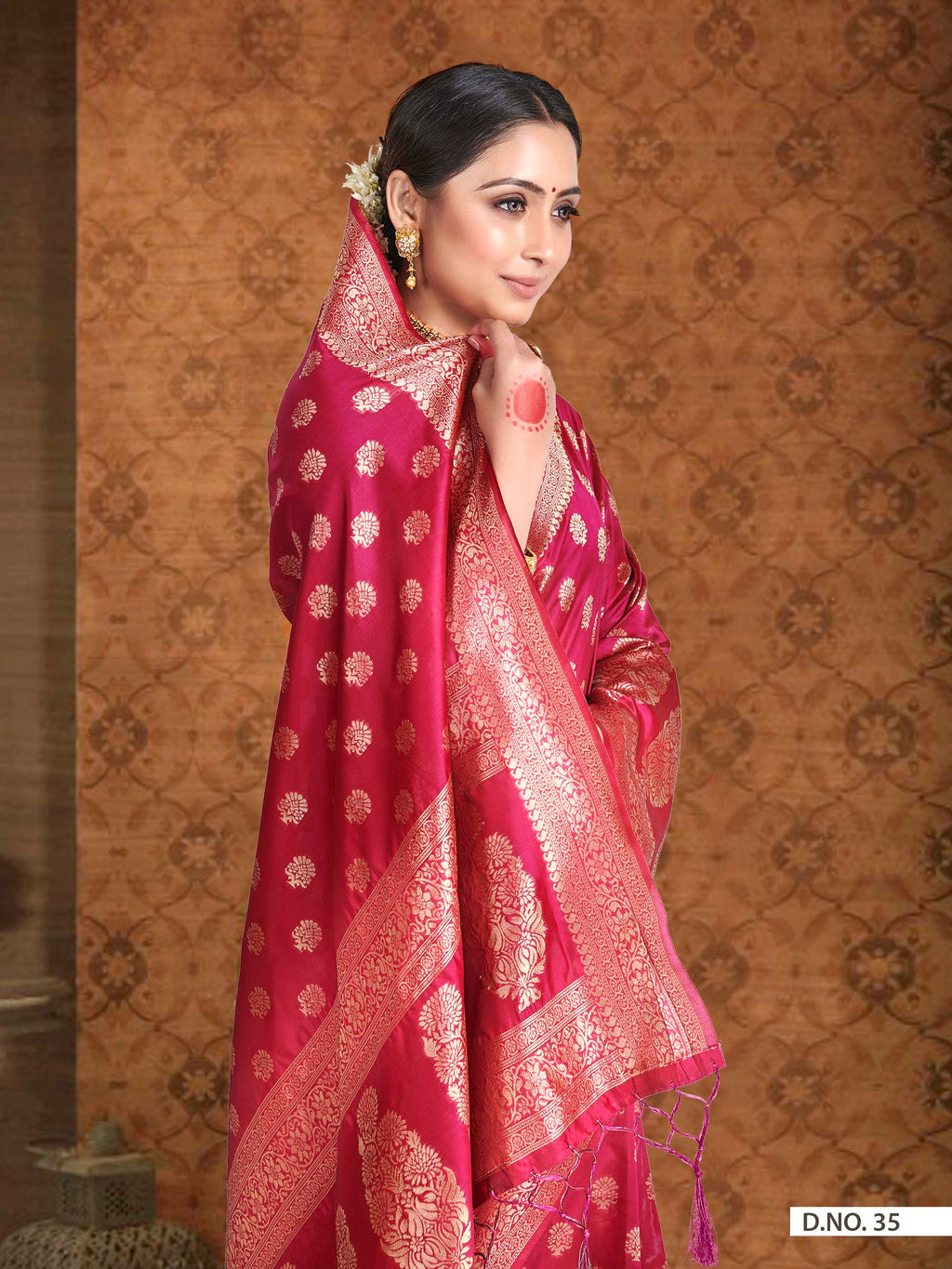 Vardha Ruby Red Woven Banarasi Saree
