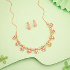 Tehzeeb Creations Gold-Polished White Colour Necklace With Earrings
