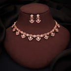 Tehzeeb Creations Gold-Polished White Colour Necklace With Earrings
