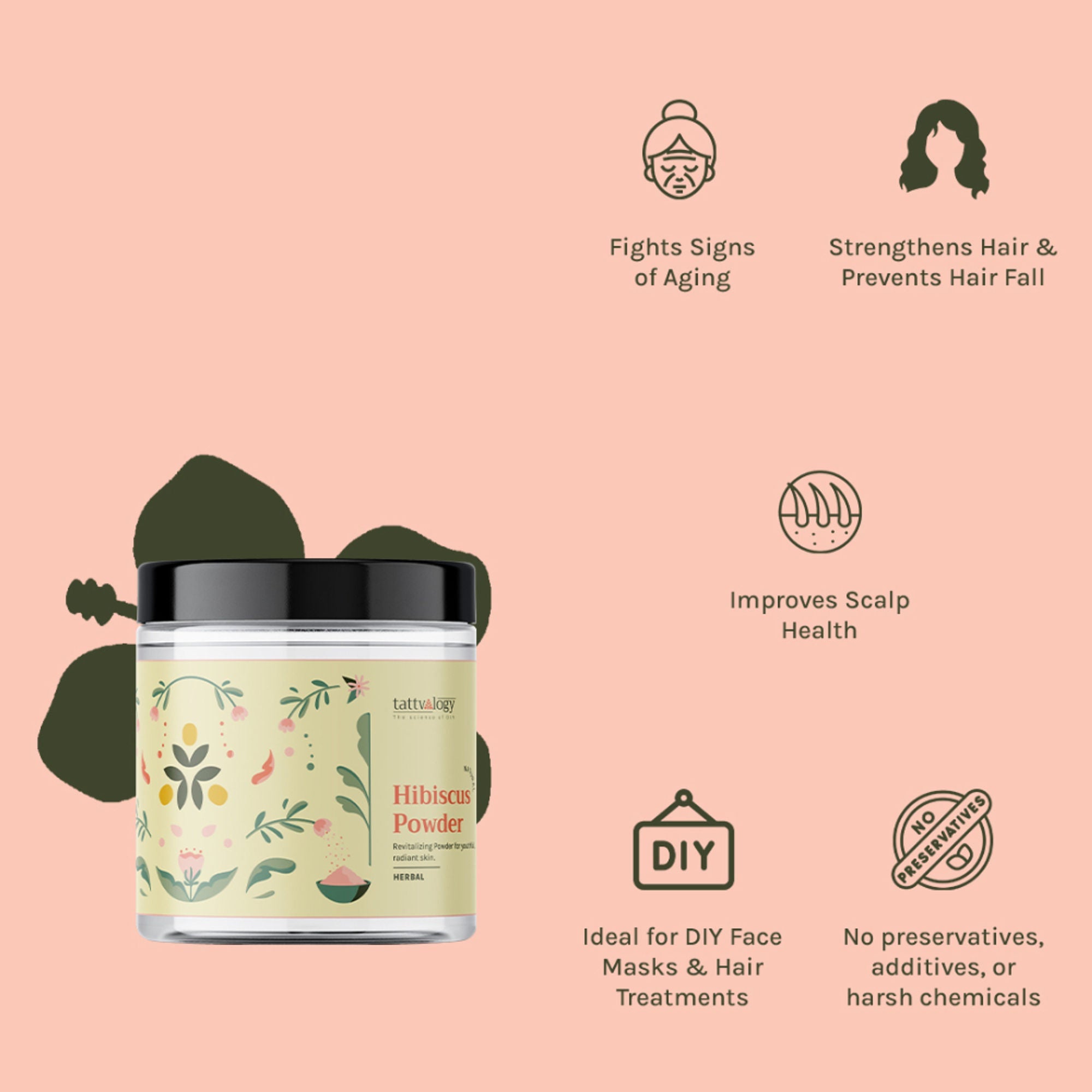 Tattvalogy Hibiscus Powder-Strengthens Hair Follicles, Anti-Aging Pack for Natural Skin & Hair Care - Distacart