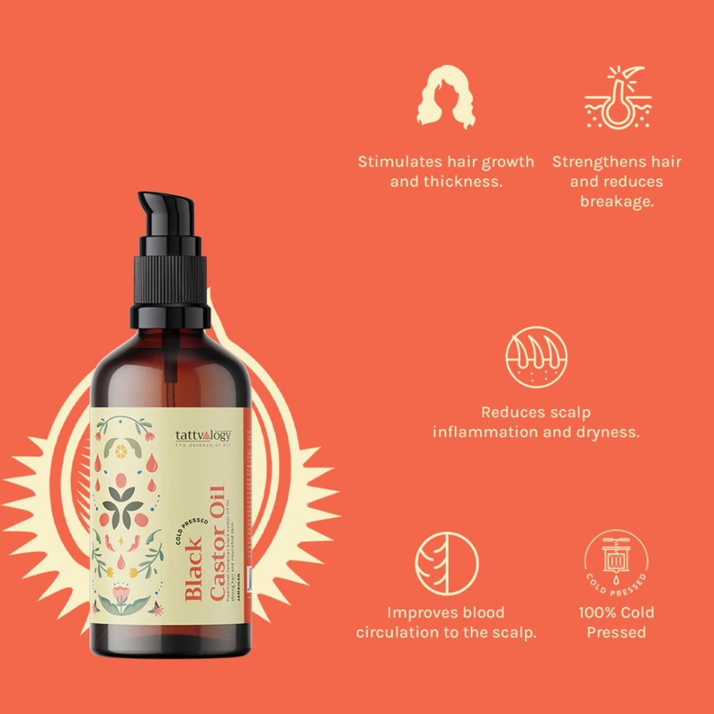 Tattvalogy Jamaican Black Castor Oil-Traditional Recipe, Boosts Hair Volume, Perfect for Curly Hair - Distacart