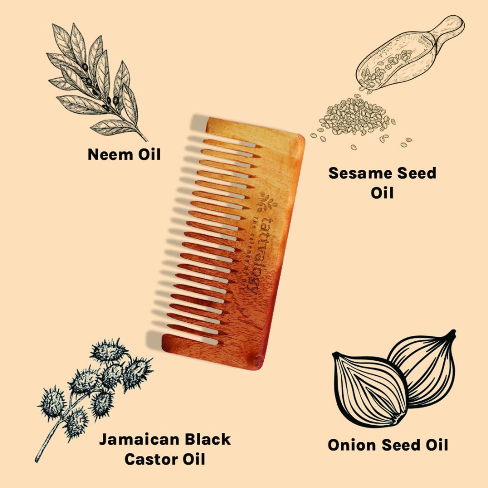 Tattvalogy Raw Neem Comb-Wide toothed, Boosts Blood Circulation, Hair Growth & Reduces Scalp Issues