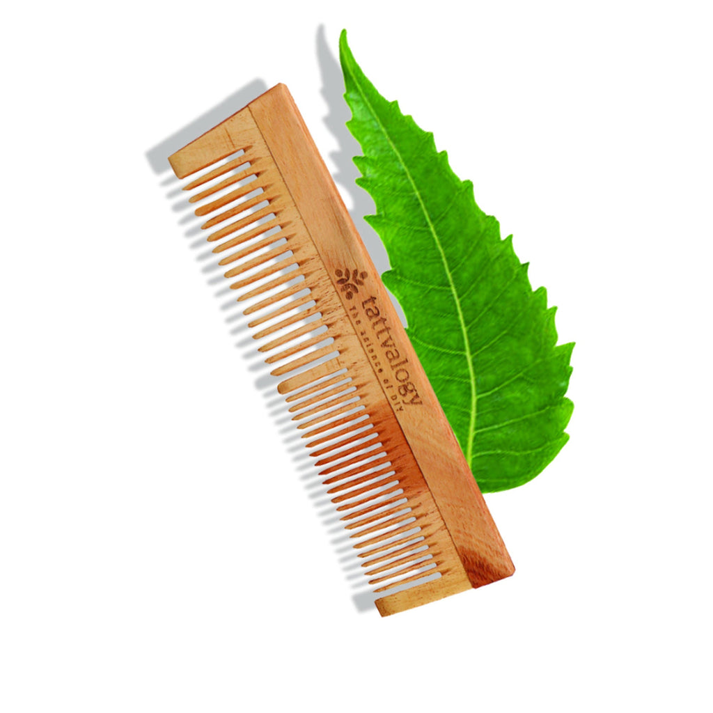 Tattvalogy Raw Neem Comb-Double toothed, Boosts Blood Circulation,Hair Growth & Reduces Scalp Issues