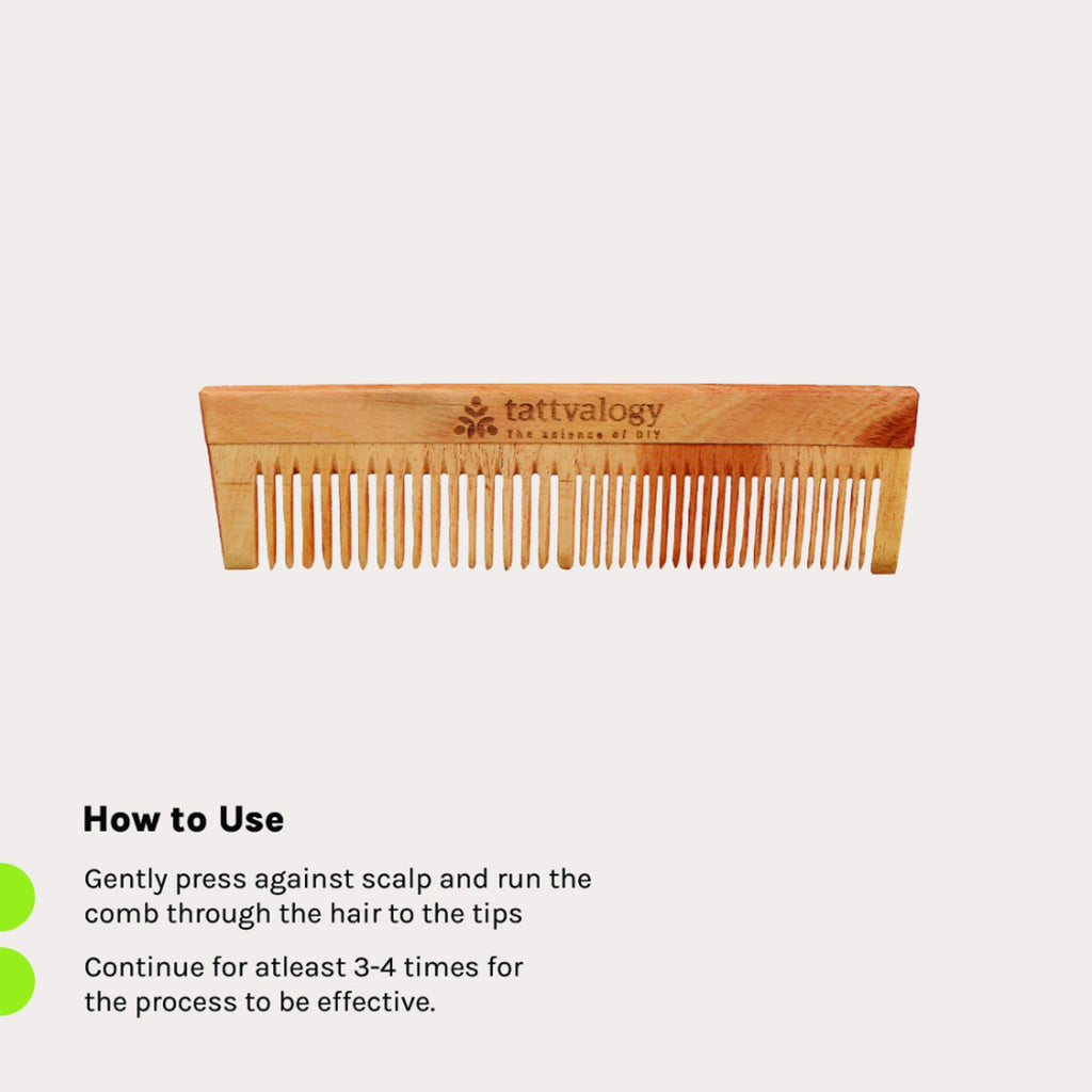 Tattvalogy Raw Neem Comb-Double toothed, Boosts Blood Circulation,Hair Growth & Reduces Scalp Issues